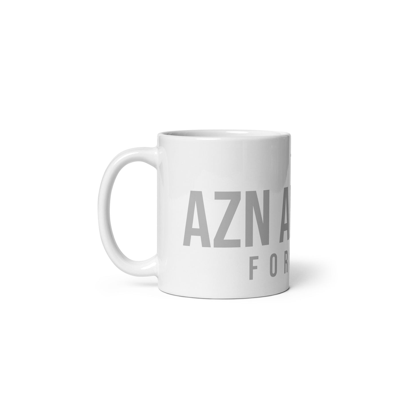 AZN ANGELZ FOREVER Mug w/cross - light gray on white