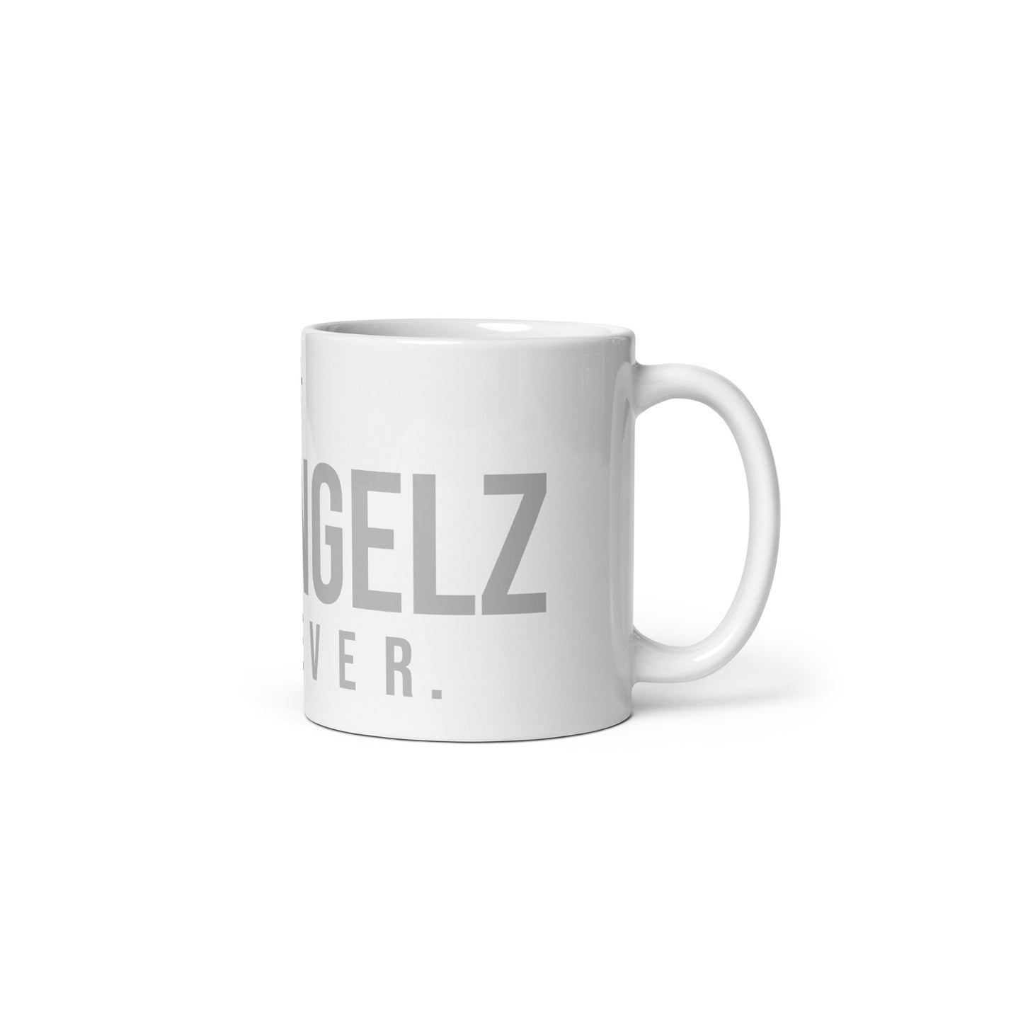 AZN ANGELZ FOREVER Mug w/cross - light gray on white