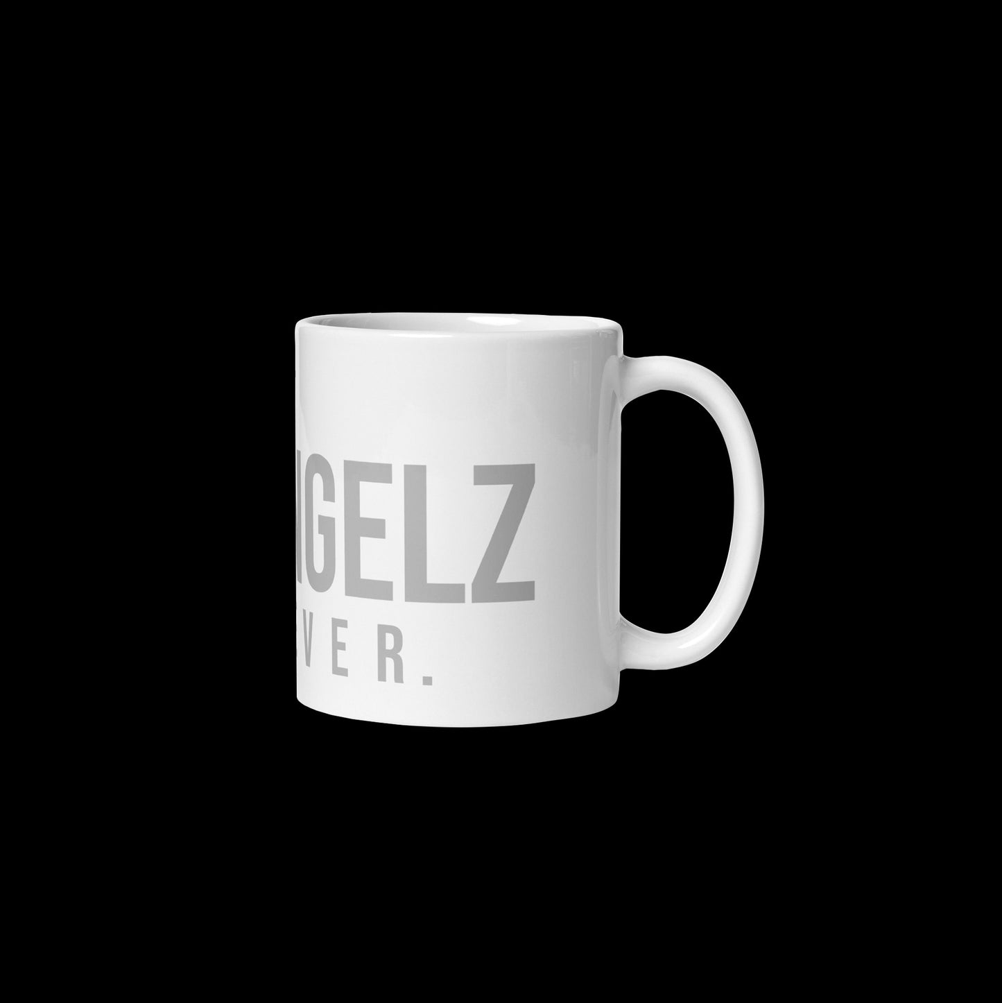 AZN ANGELZ FOREVER Mug w/cross - light gray on white