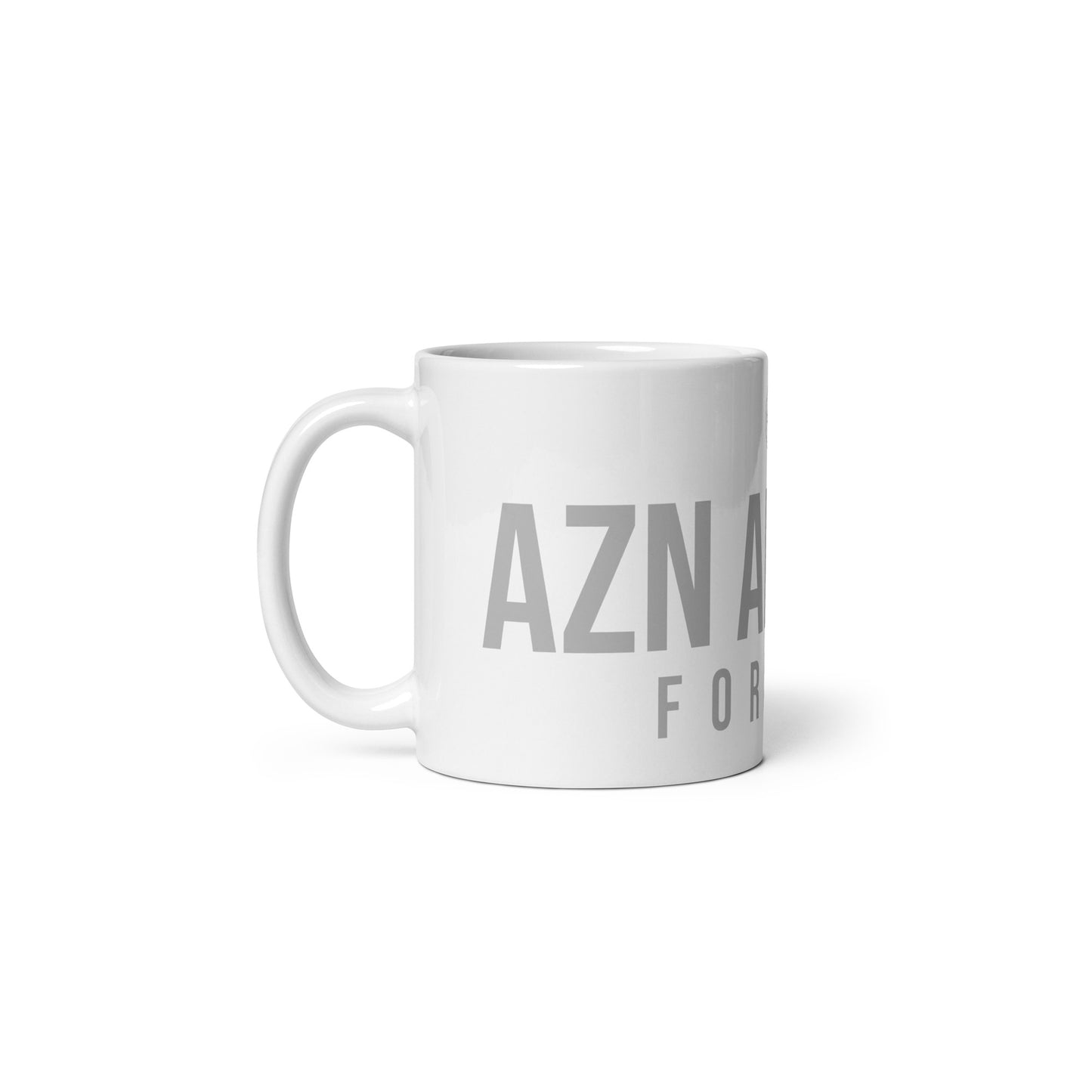 AZN ANGELZ FOREVER Mug w/halo cross - light gray on white