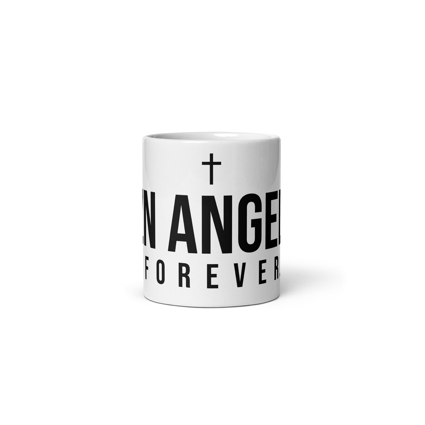 AZN ANGELZ FOREVER Mug w/cross - black on white